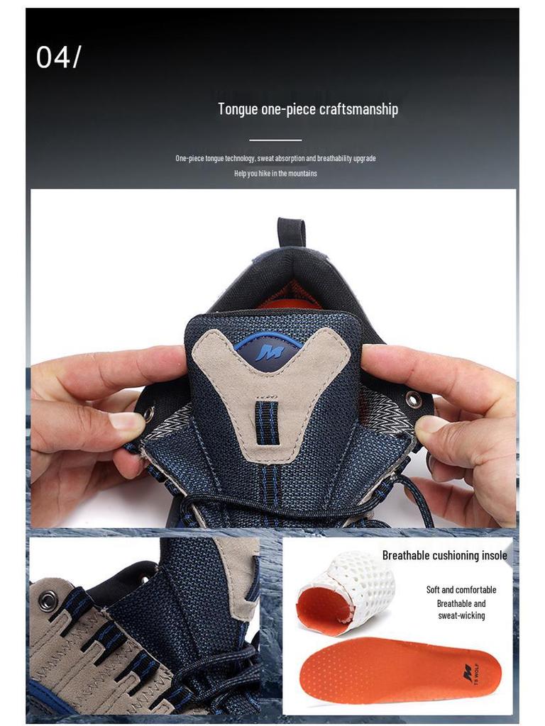 Men's Lightweight Non-Slip Genuine Leather Hiking Shoes - Breathable, Wear-Resistant Outdoor Shoes for Hiking and Travel (Unisex).