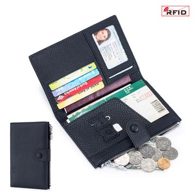 Rfid Multifunktionale Reise-Passbrieftasche Kartenhalter Damen Leder Dünne Brieftasche Ticket-Abdeckung Halter Reißverschlusstasche Kartenhalter