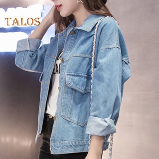 Zimní Dámské Bunda Dlouhé Rukávy Ohrnovací Límec Kapsy na hrudi Zapínání na knoflíky Kabát Jednobarevné Běžné streetwear Denim Coat