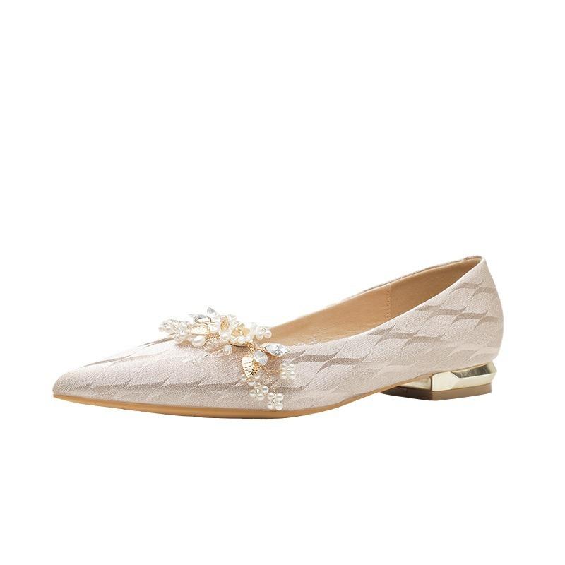 -A Fashionable and Simple Wedding Banquet Pointed Flat-soled Women's Shoes Can Be Dismantled and Dual-purpose Wedding Dress Versatile New Single Shoes
