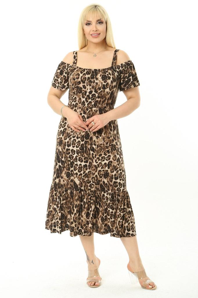 ქალის დიდი ზომის კაბა მადონას დეკოლტეს სამაგრი კენჭის ნიმუშის კაბა