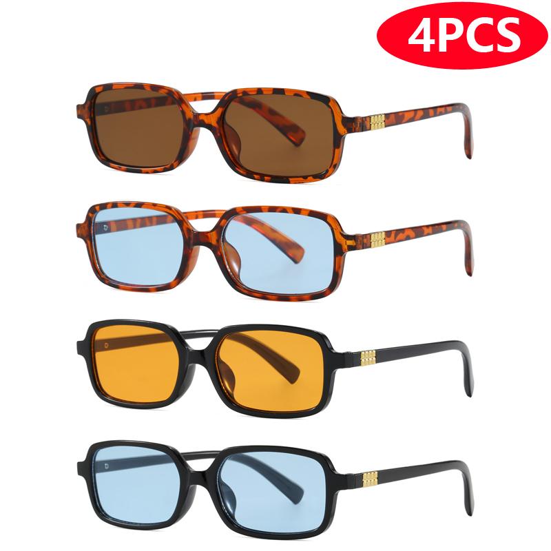4pcs/6pcs New Small Square Sunglasses Sets Women Retro Eyeglasses Minimalist Style Design Sunshade UV400 Glasses Unisex