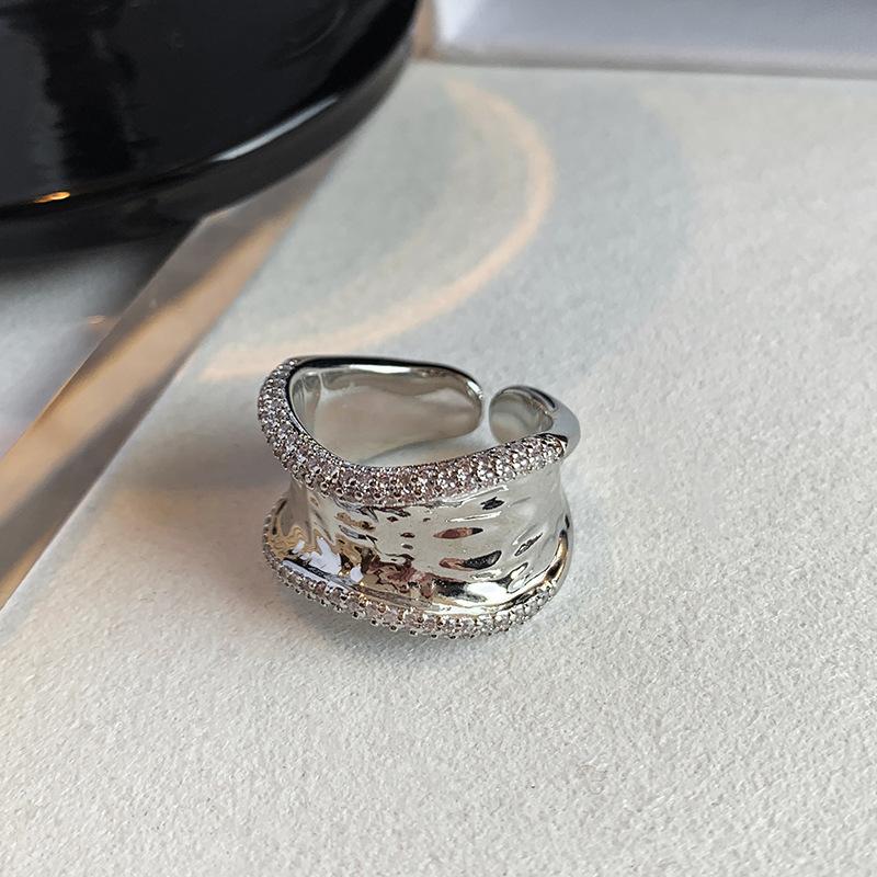 

Широкое Шикарное Медное Кольцо-Бандаж Для Женщин, Украшенное Неправильными Стразами, Стильный Аксессуар Для Модных Девушек J5832