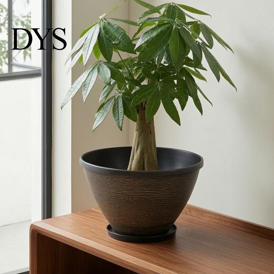 Outdoor Garden Planter Resin Flower Planters, Vintage Plant Pot with Drainage Hole & Saucer, Lightweight Pressure Resistant Basin for Indoor Outdoor,