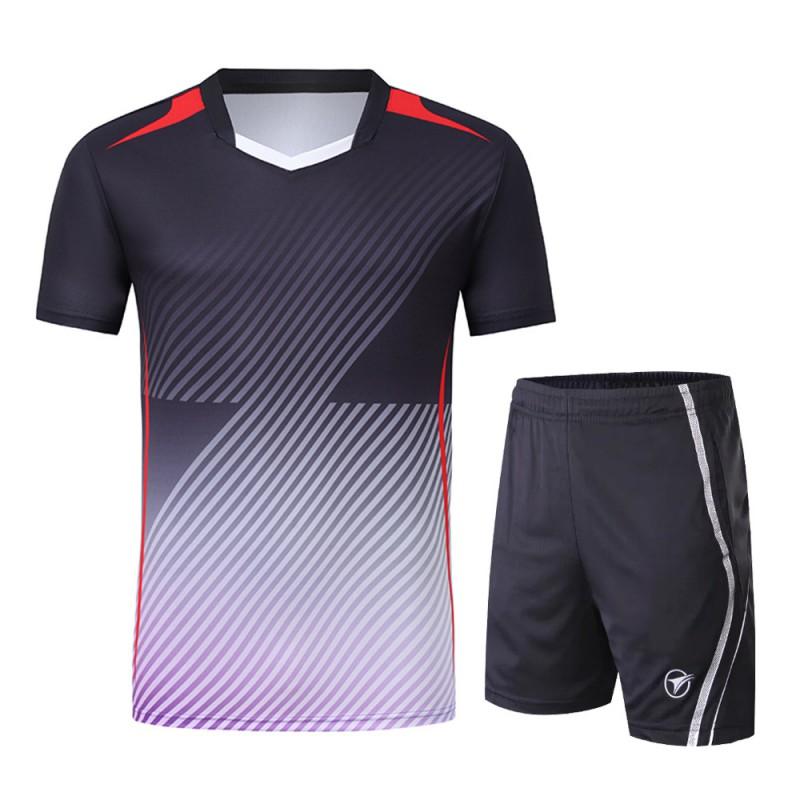 Unisex Badminton Sport Set Short Sleeve Top Shorts Men Women Kids Athletic Wear