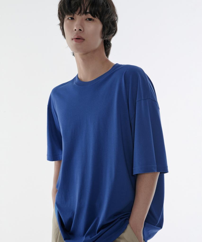 Musinsa Standard [Cooltandard] Oversized Crew Neck T-Shirt [Blue]