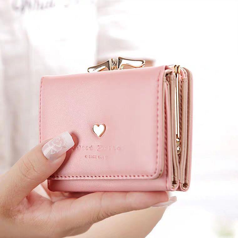 Women's Korean Style Mini Folding Wallet - Cute, Compact, Multi-Card Holder for Students
