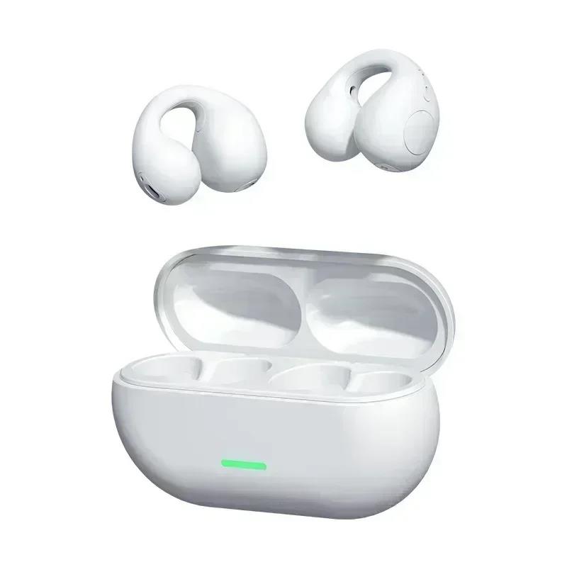 Bluetooth Headset 5.3 Wireless Air Conduction Headphones Clip Ear Music Noise Canceling HD Call Sports Gaming Earphone