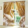 2pcs Romantic Wedding Swan Couple Valentine's Day Curtains   Shade and Privacy Protection   Suitable for Decorating Various Rooms