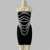 New Heavy Industry Party Dinner Bandage Dress Rhinestone Personality Bandeau Dress Sexy Tight Women's Cross