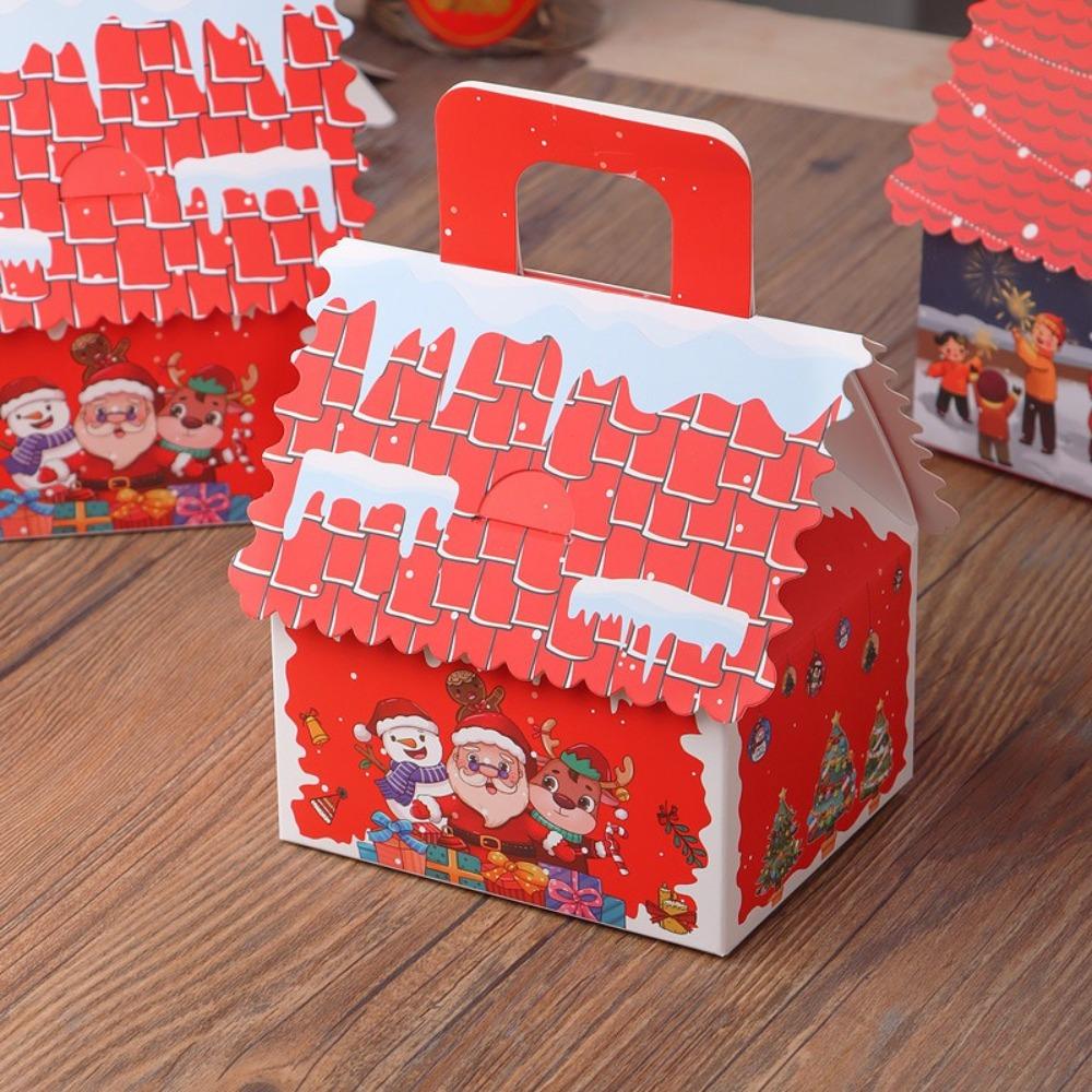 10pcs Christmas Cookie Snack Bag Kraft Paper Packing Box Creative Candy Gift Boxes  for Xmas Party