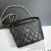 New Lunch Box Bag, Caviar Cowhide Rhombus Chain Bag, Ball Pattern Leather Single Shoulder Crossbody Small Bag for Women