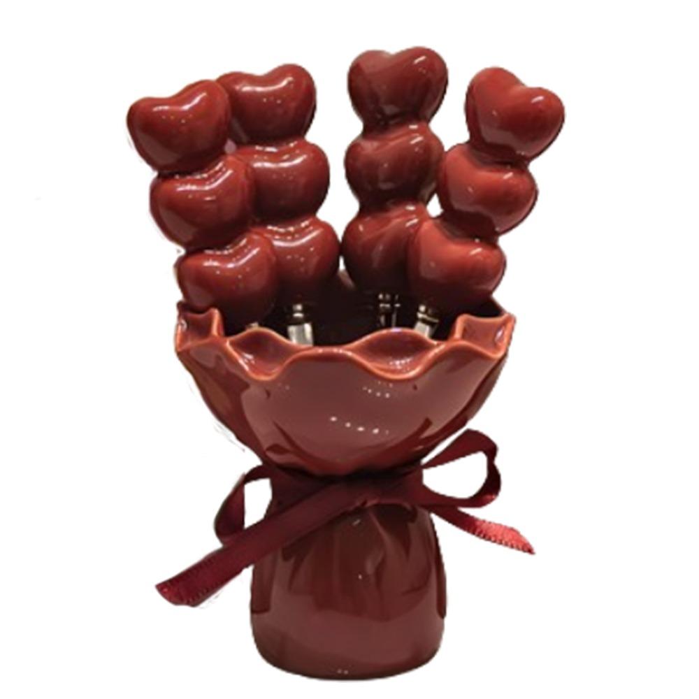 

Bouquet Shape Dessert Forks with Storage Jar INS Stainless Steel Fork Home Decoration красный