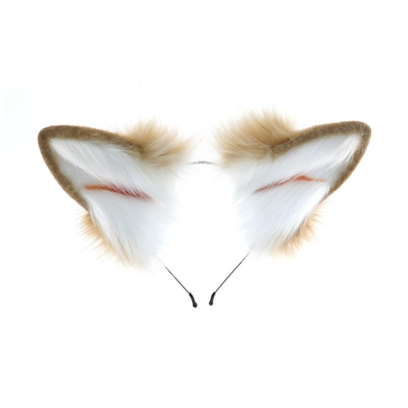 Cartoon Headband Fox Wolf Ears Shaped Hair Hoop Plush Party Headpiece Hair Band Party Cosplay Costume Props Unisex