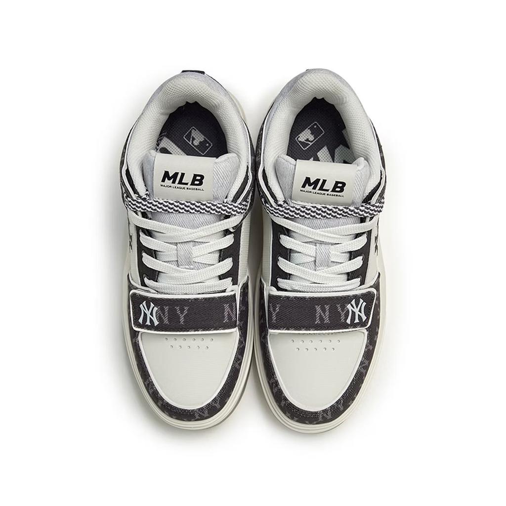 MLB New York Yankees Lightweight Breathable Cushioning Mid top Skateboard Shoes Unisex Black White 3ASXMDM6N-50BKS