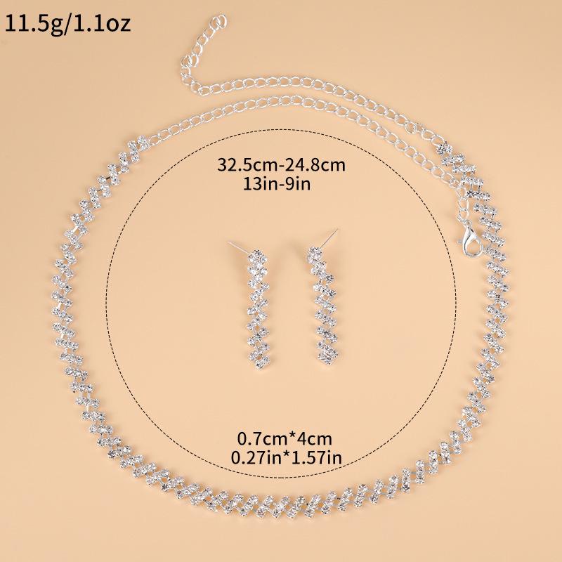 Элегантный комплект из колье и серег со стразами - Простой свадебный дуэт украшений