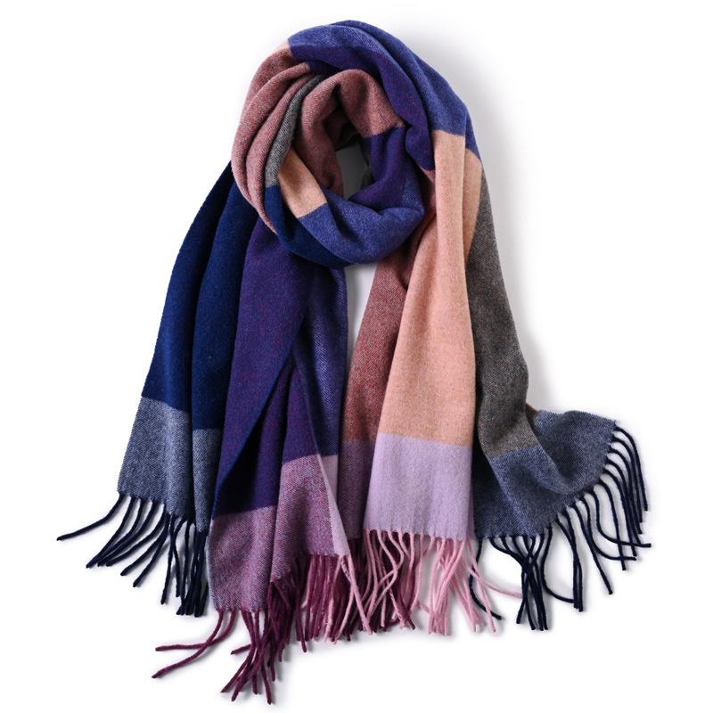 Milk camel pure wool scarf women's autumn and winter versatile thickened cashmere scarf new shawl dual-purpose