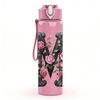 1PC Letter M Rose Flower Floral Monogram 750ml Color Plastic Sports Water Bottle Leakproof Flip Straw Lid Suitable for Sports Office Home Use