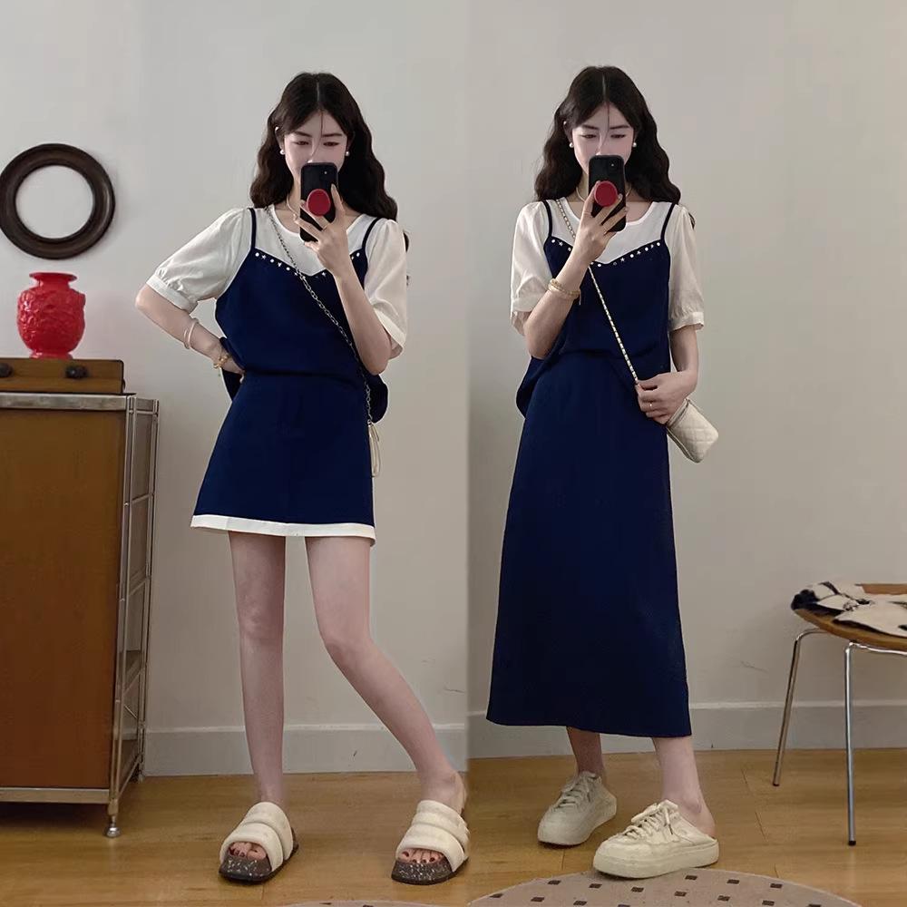 2026 Plus Size Women's Summer Casual Patchwork Skirt Set