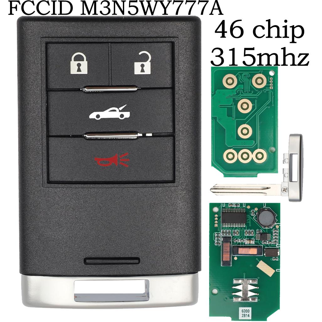 

SilKY For Cadillac CTS STS SLS 2008-2014 Fob 315MHz ID46 Chip M3N5WY7777A Smart Remote Control Car Key Uncut Balde чёрный