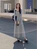 Women's French Chic Gray Hooded Knit Dress - Autumn/Winter Slimming Sweater Long Skirt