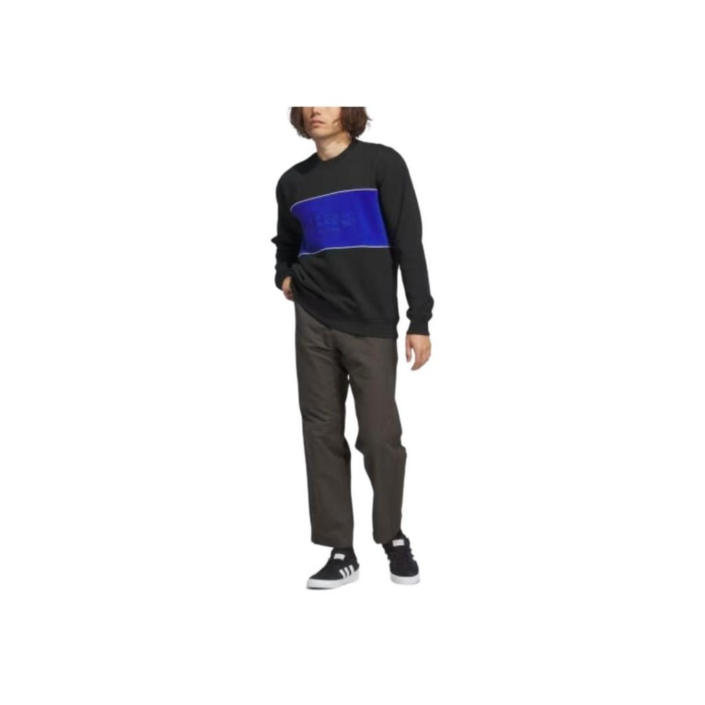 Adidas Originals Arched Logo Crewneck Sweatshirt Men Sweatshirt Black Royal-Blue White IY1623