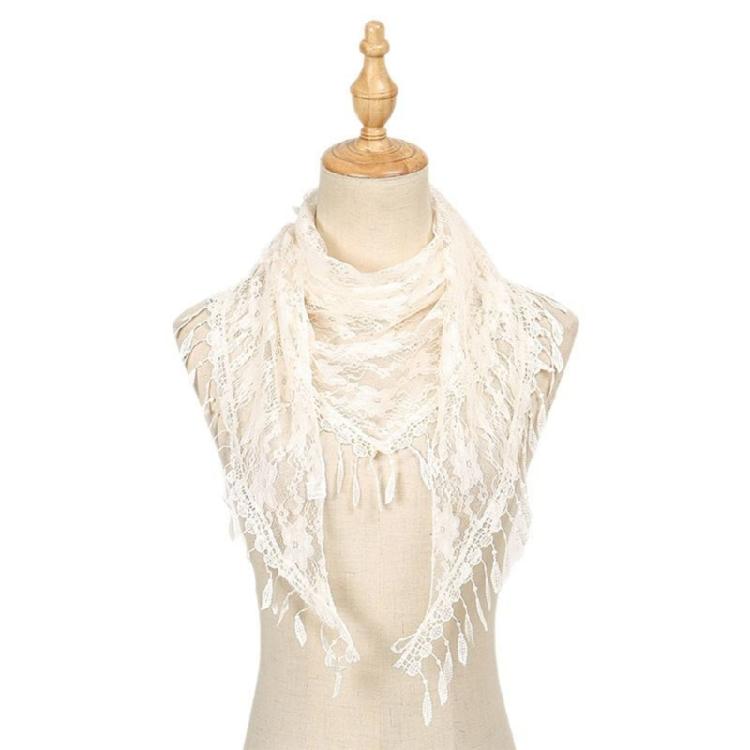 Stylish Lace Triangular Headscarf Hollowout Fringed Shawl With Flower Pattern Great For Fashion Enthusiasts Women Favor