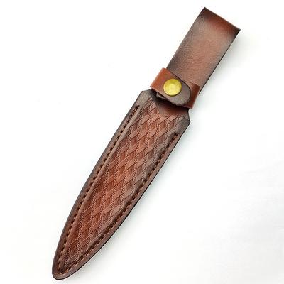 26.8cm  Fixed Blade Knife Scabbard Embossed Cowhide Cover Leather Sheath  Camping Knife Case Hunting Holsters with Belt Buckle