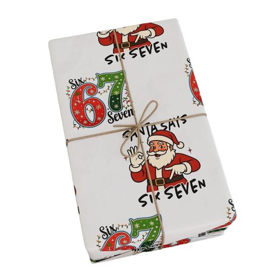 67 Meme Christmas Gift Wrap Funny Wrapping Paper for Kids Unique Brain Rot Holiday Gift Wrap Paper Roll for Birthday Xmas Present Wrapping