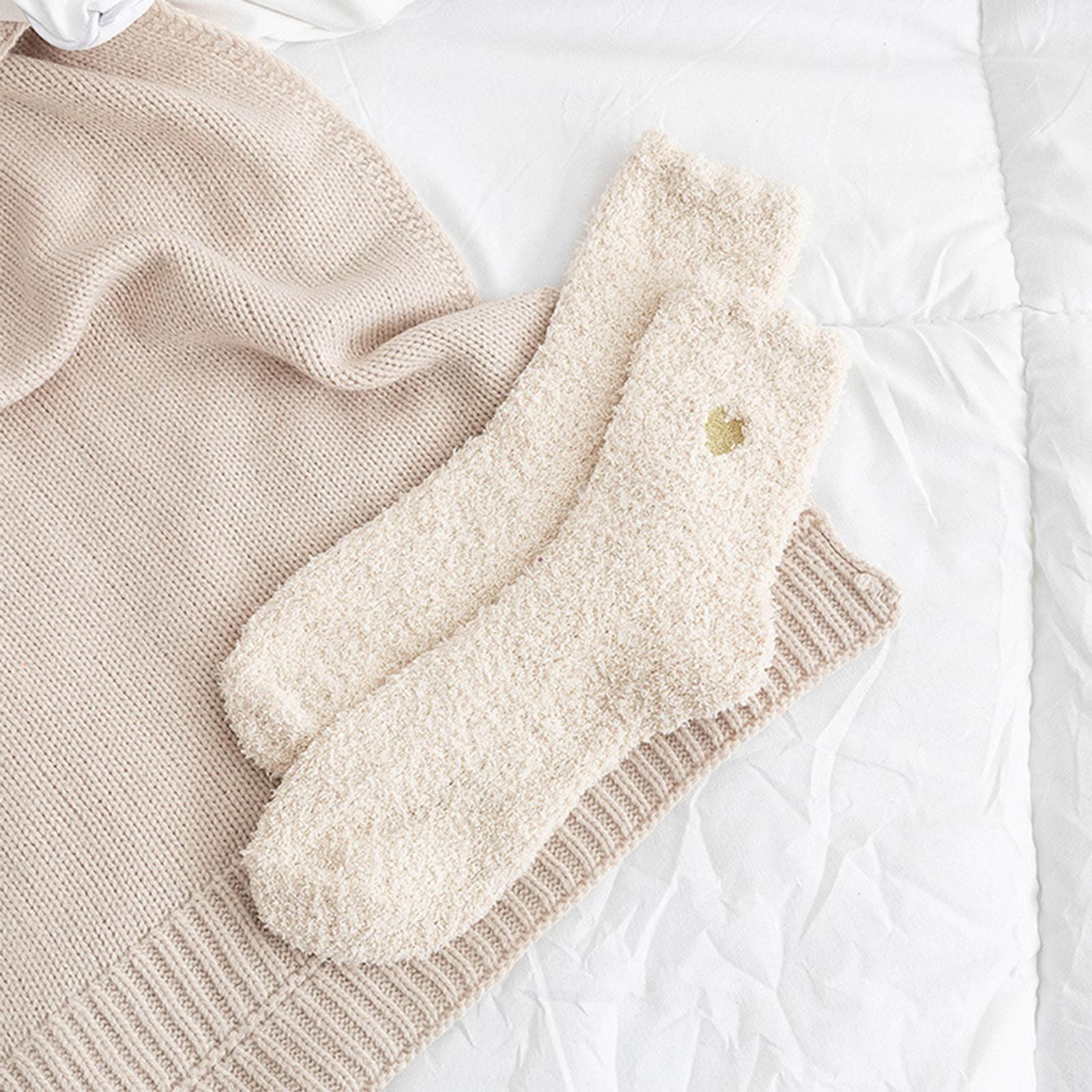 

Women s Coral Velvet Socks Love Home Floor Socks Sleep Socks Half Velvet Women s Middle Socks Warm And Thick One Size бежевый