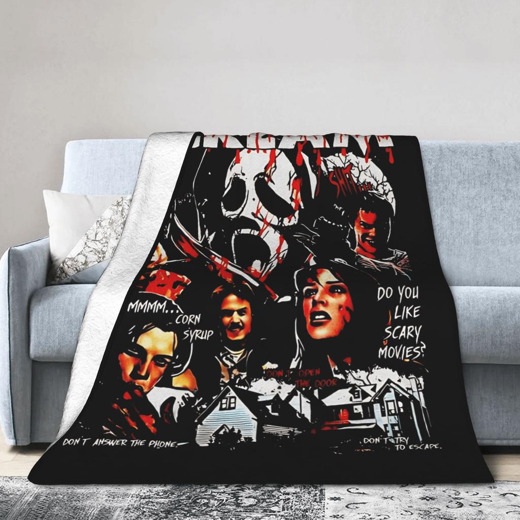 Scream Movie Horror Warm Blanket  Children Plush Throw Blanket Novelty Outdoor Flannel Bedspread Sofa Bed Cover