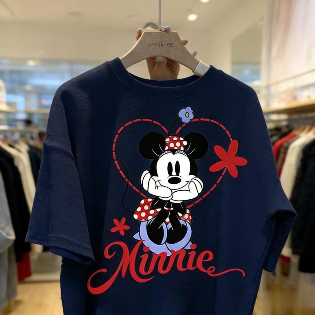 T-shirt Grafica Disney Minnie Mouse Donna Uomo Cotone Manica Corta Maglietta Stampa Cartone Animato Oversize Casual Top Estivo 2026 Moda Y2k