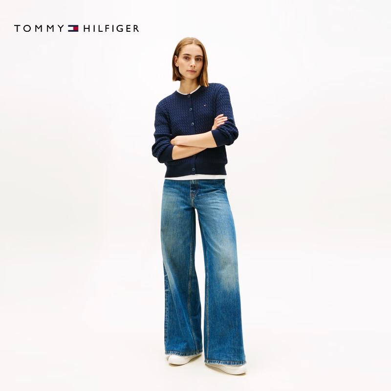 Tommy Hilfiger Women's Pure Cotton Crew Neck Cable Knit Cardigan