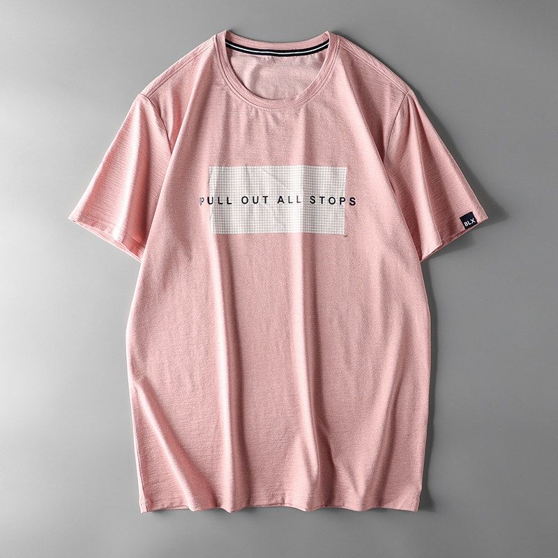 First-Line Big Brand Cut Label T-Shirt Men s Short Sleeve Summer Bunchy Yarn Printing Stylish Export Tail Single Export Half Sleeve Tops Pink 165