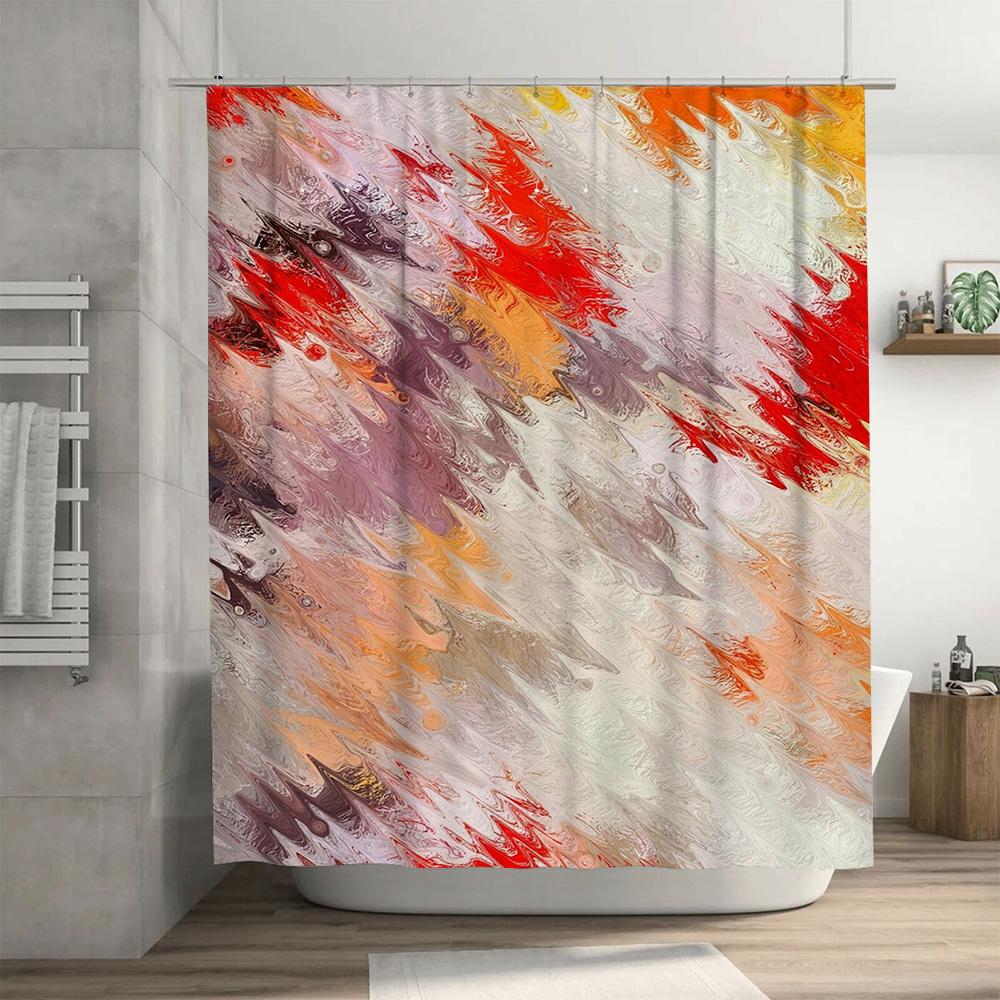 Abstract Brush Stroke Pattern Shower Curtain Waterproof Bathroom Decor Home Decoration Supplies