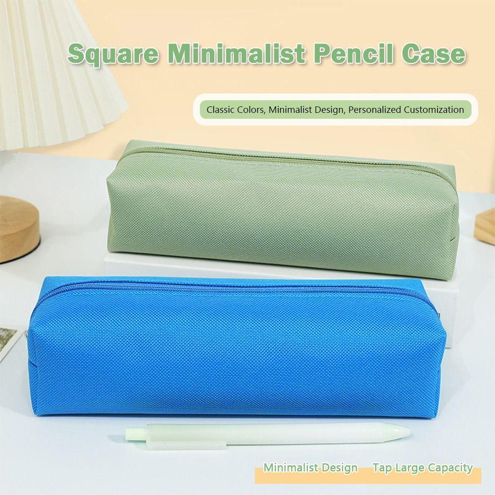 Square Pencil Case Solid Color Stationery Pouch Simple Pen Bag  Back To School Gift