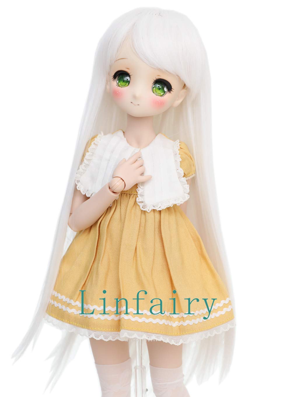 

Linfairy Парик для куклы 13 размера, фигурка куклы BJD, длинные волосы (белый)