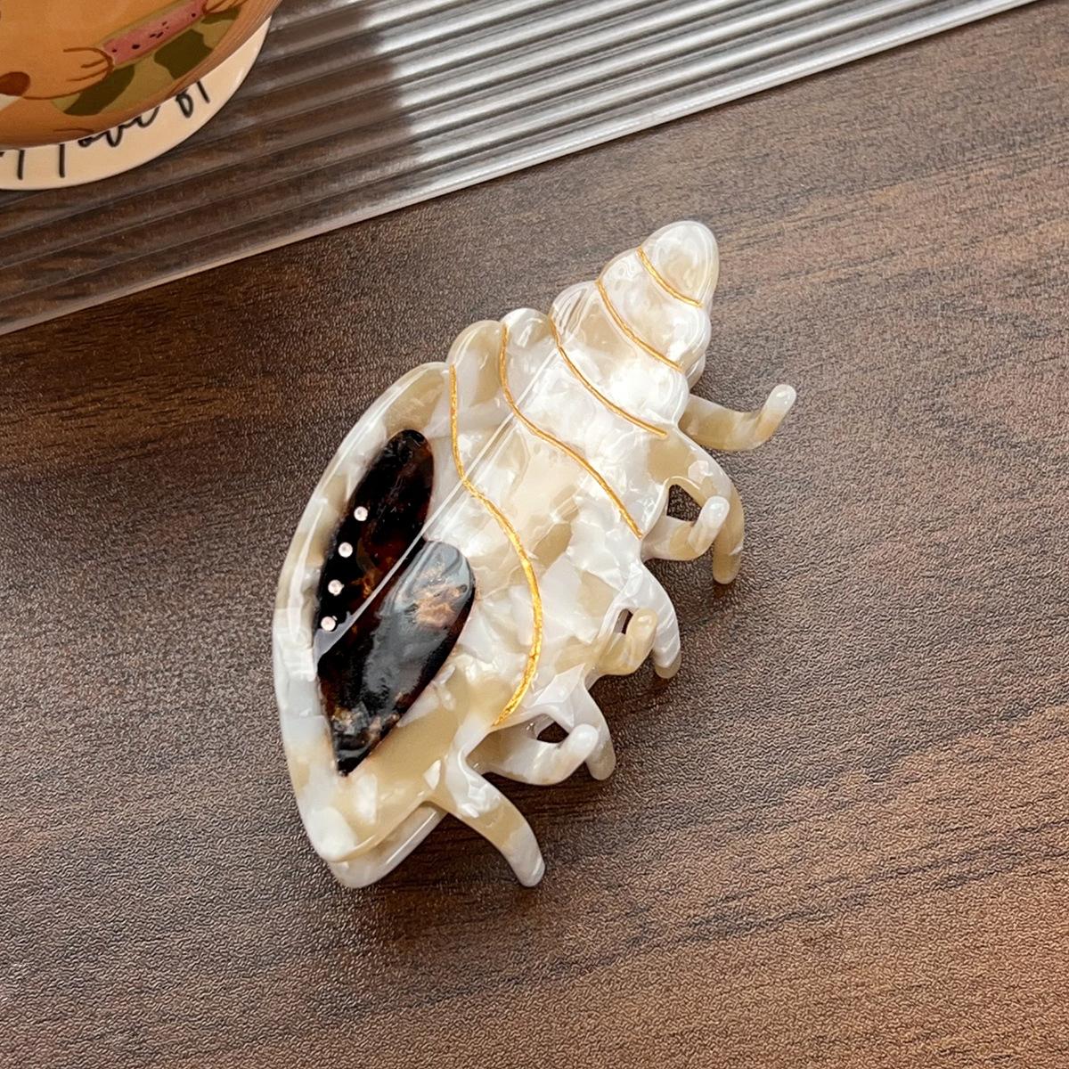 

1 шт. ацетатная заколка-зажим для волос средней фиксации в виде ракушки из пляжной серии, персонализированная забавная заколка в виде акулы, заколка для конского хвоста, милая и универсальная заколка для волос для девочки о