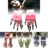 Realistic Bloody Zombie Gloves Halloween Cosplay Scary Party Props Yellow Latex