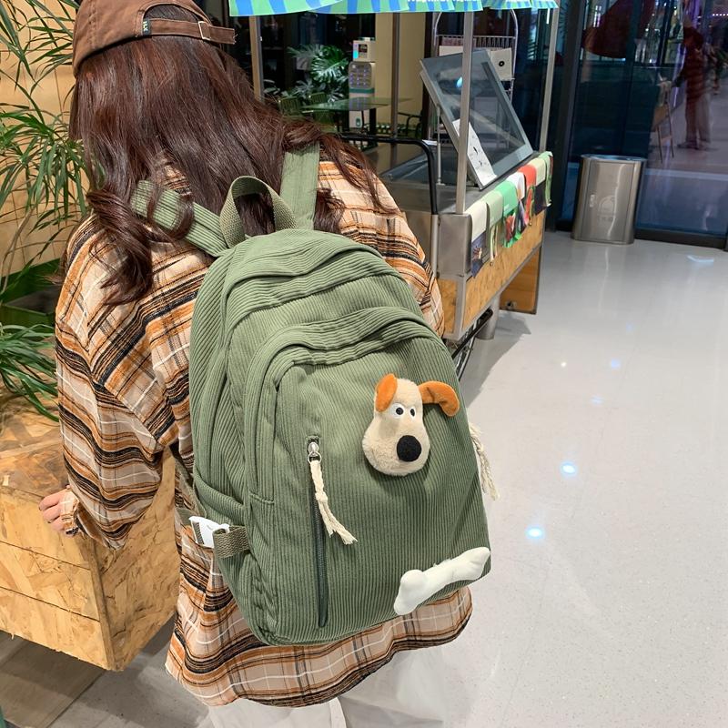 Student Bag Backpack Retro Corduroy Backpack
