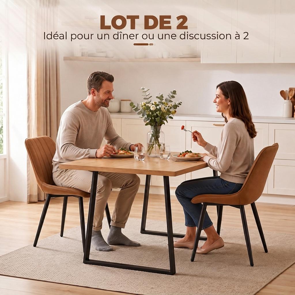Dining Chairs, Set of 2, Curved Backrest and Seat, Synthetic Upholstery, 51 x 61 x 78 cm, Brown