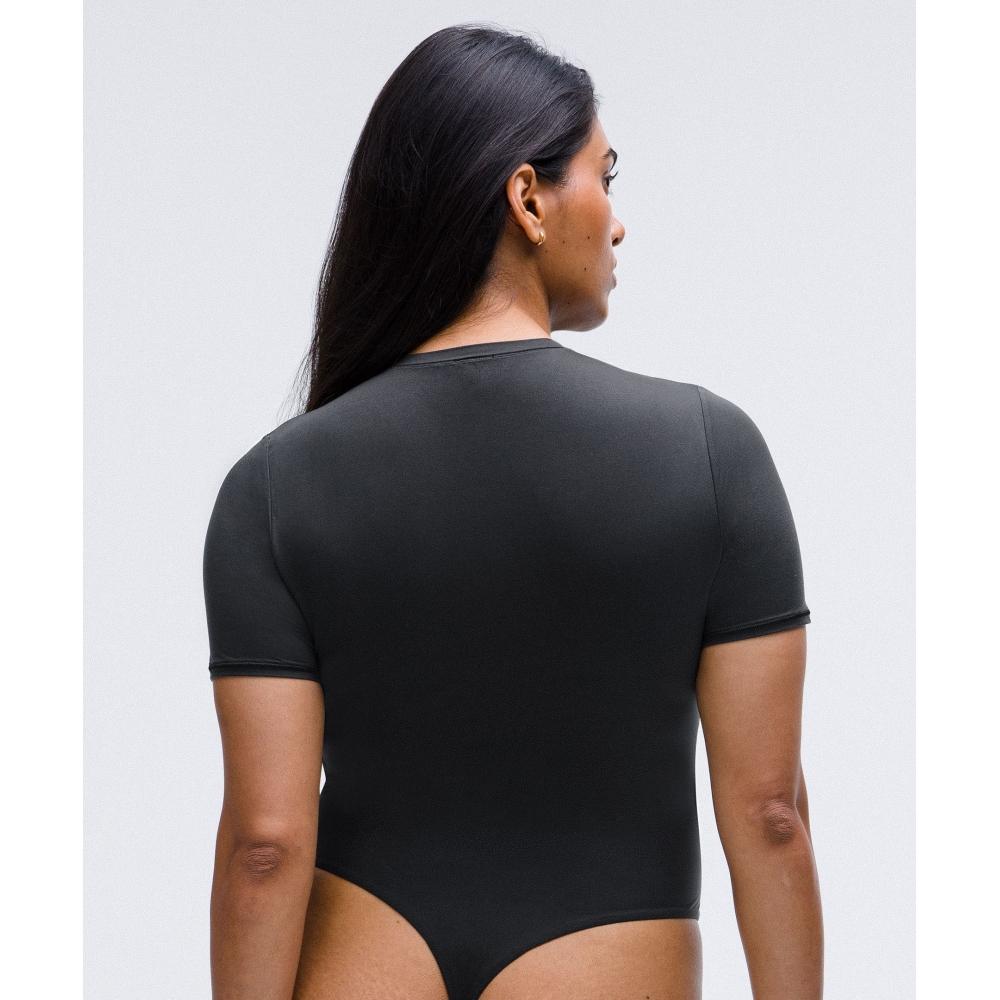 Lululemon Wundermost Ultra Soft Nulu Short Sleeve Crew Thong Bodysuit Black