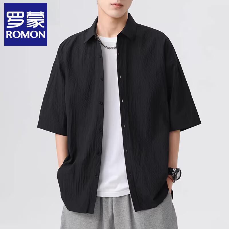 Romon Men s Ice Silk Short Sleeve Casual Shirt S