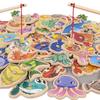 Magnetic Wooden Fishing Game Cartoon Puzzle Toy Fine Motor Skill Toy for Children Early Educational Parent-child Interactive