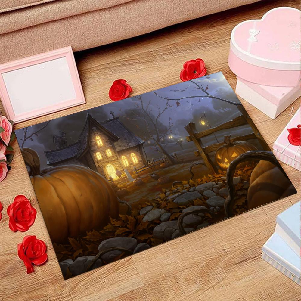 1pc V- Halloween 3D Visual Clown Absorbent Mats Anti-Slip Mats Home Decor Supplies Carpets Home Kitchen Floor Mats
