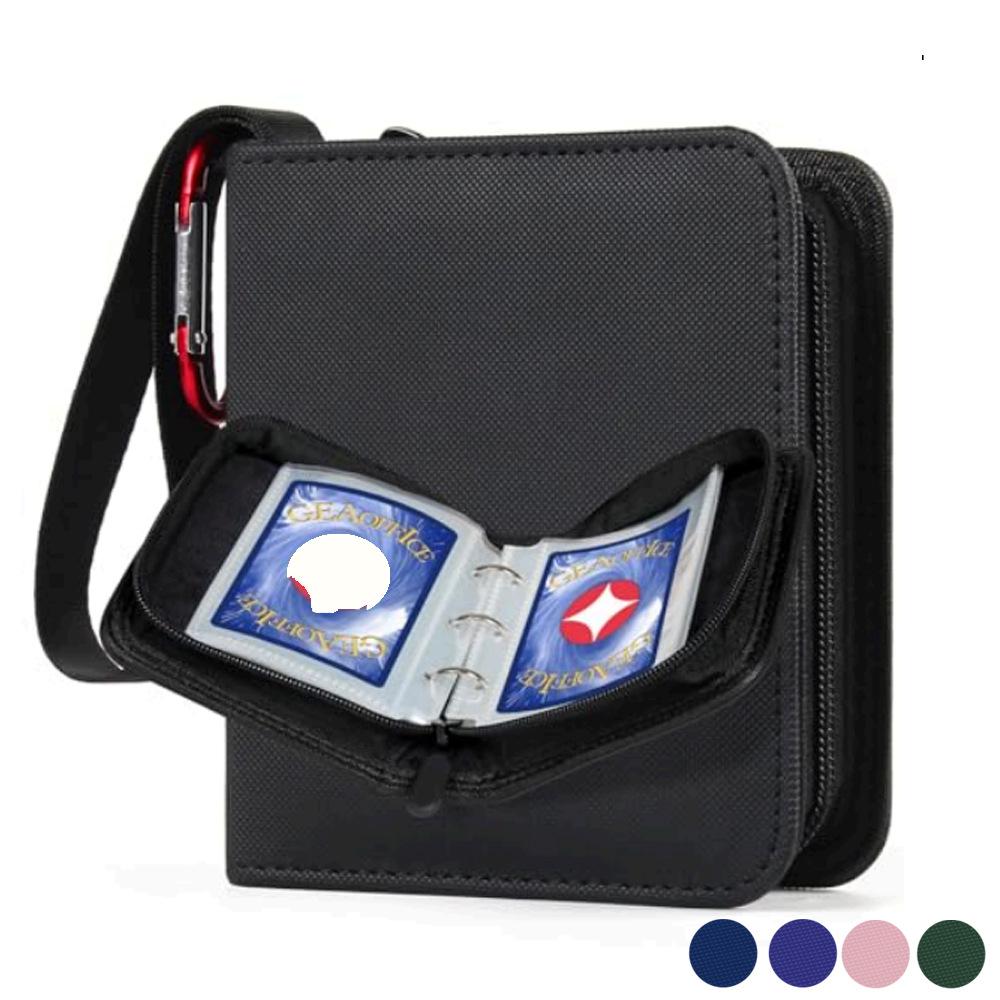 Black PU Leather Pokémon Card Binder with Zipper: 4, 9, & 16-Pocket Large Capacity Game Storage Book