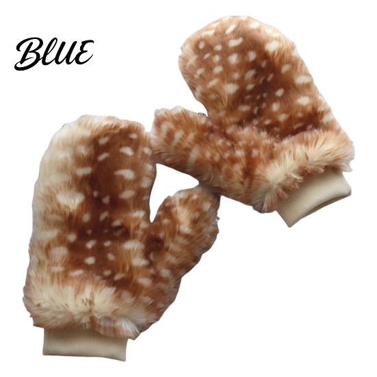 Winter Hat with Collar Millinery Deer Pattern Warm Gloves Dimensional Details Thickened Plush Leg Cuffs