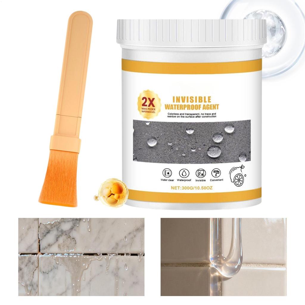 Invisible Waterproof Agent 300g Long-Lasting Filler Paint with Brush Transparent Waterproof Sealant for Concrete Roof Wood