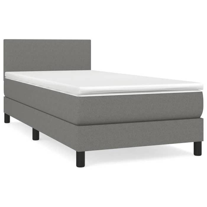 Maison Exclusive - Sommier à lattes de lit avec matelas Gris foncé 90x200 cm Tissu