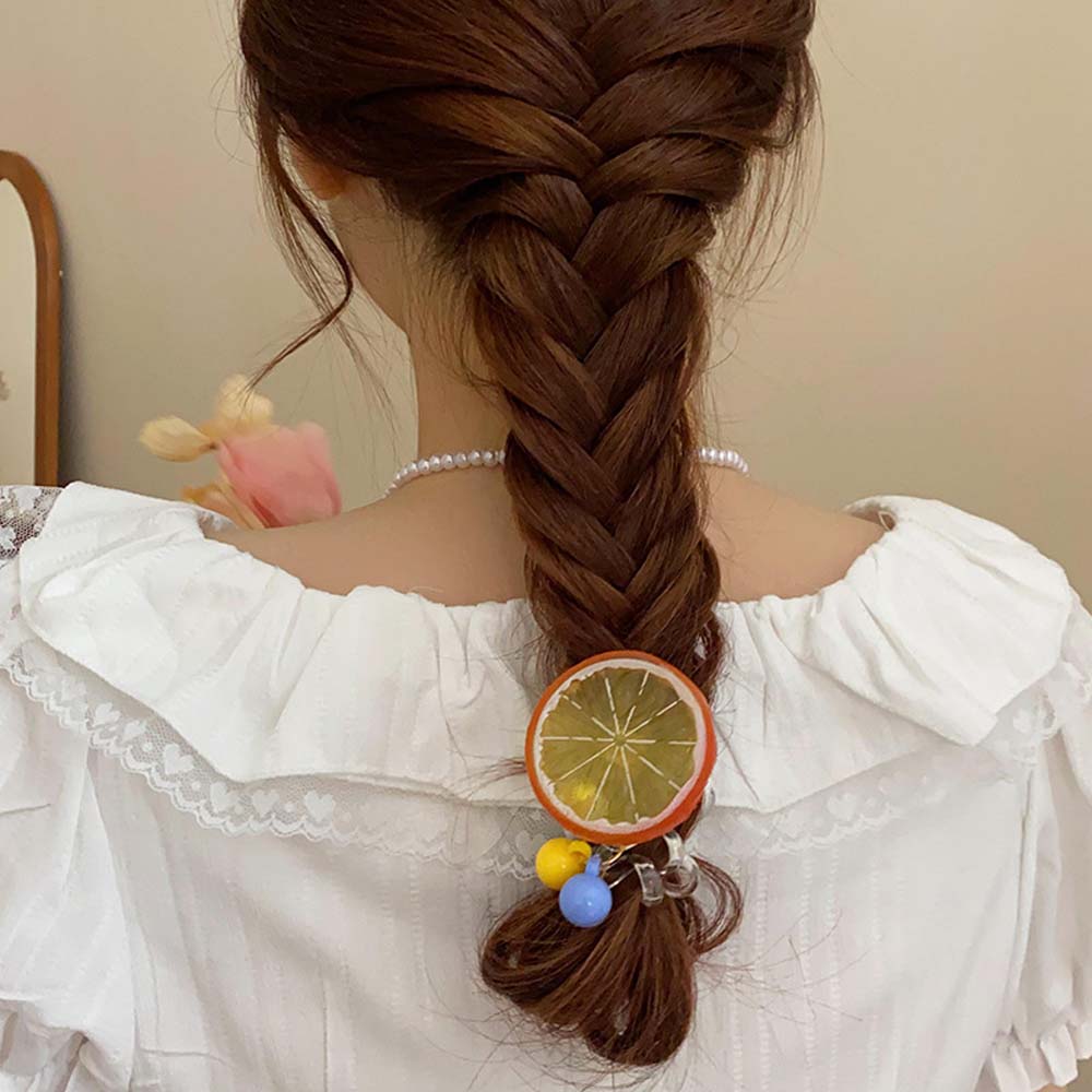 Fruit Lemon Shape Summer Hair Scrunchies Telephone Wire Hair Rope Fruit Hair Ring Children
